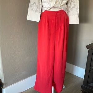 Women's Red Wide-Leg Pants